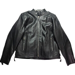 Custom BILT Motorcycle Jacket Men's Black Quilt-Lined Biker Leather Full Zip XL